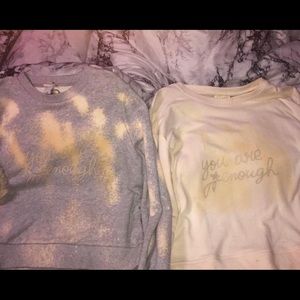 Custom sweatshirts as well as hoodies and tshirts.